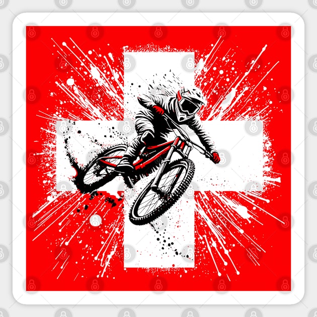 Swiss Mountain Biker - MTB Switzerland Mountainbike Sticker by BigWildKiwi